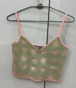 Checkerboard Knit Camisole Top Zara