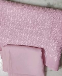 Pink Cotton Chikankari 2piece Dress Material