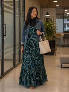 Flowy Tropical Print Maxi Dress