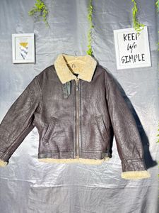 Men's Brown Leather Shearling Jacket
