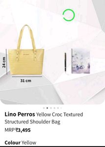 Lino Perros Crimpson Yellow Croc Textured Tote Bag