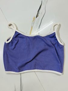 Purple Ribbed Crop Top