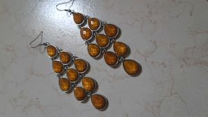 Yellow Long Earrings Drop Shape clearance