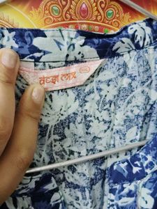 128.Blue Floral Print Kurta