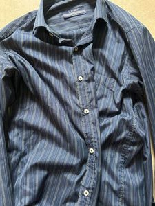Men's Blue Striped Dress Shirt