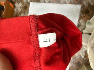 Red Maxi Skirt with Drawstring