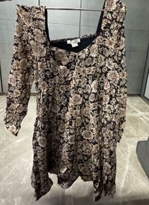 Floral Print Square Neck Dress
