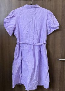 Chic Lavender Embroidered Shirt Dress