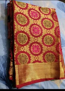 Stunning Red &amp; Gold Silk Saree