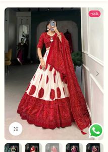 White & Red Printed bandage Lehenga Choli Set