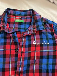 Benetton Plaid Long Sleeve Shirt