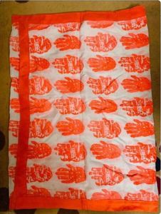 Vibrant Orange Hand Print Dupatta