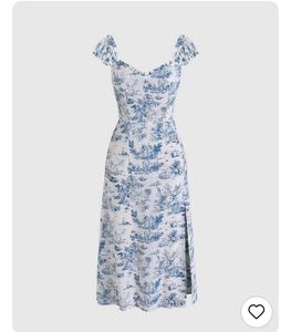 Flowy Blue & White Floral Midi Dress