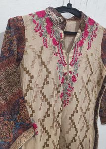 Embroidered Kurta with Elegant Print