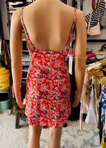 Red Floral Print Mini Dress