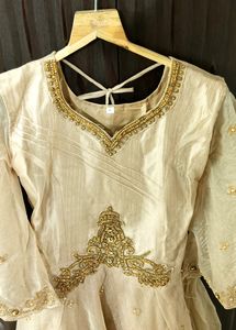 Embroidery work gown with designer sleeves