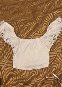 White Off-Shoulder Broderie Anglaise Top
