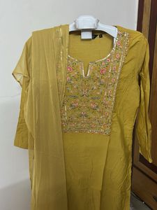 Beautiful Yellow Embroidered Kurta Set