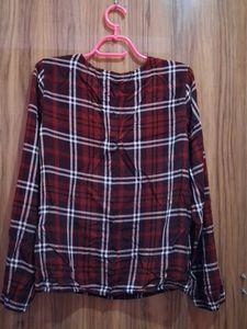 Red Plaid Long Sleeve Top