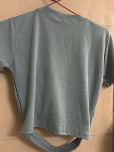 Light Blue Crop Top with Tie Detail
