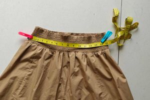 Tan Skirt with Smocked Waist