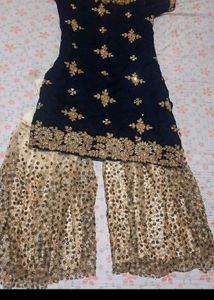 Navy Blue Kurta  Sharara Pant dupatta
