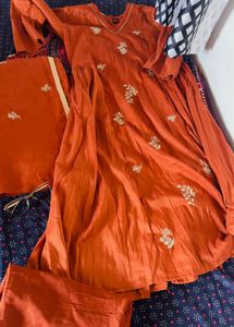 Elegant Brown Embroidered Kurta Set