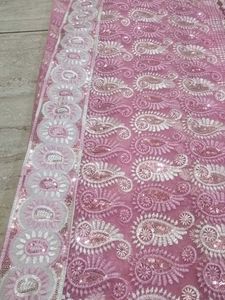 Pink &amp; White Embroidered Sarri