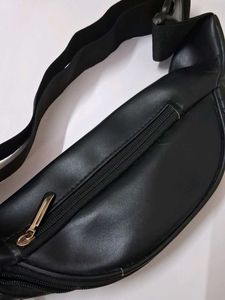 Sleek Black Faux Leather Fanny Pack