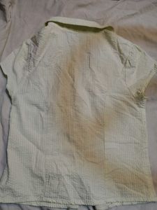 Light Green Textured Button-Up Top
