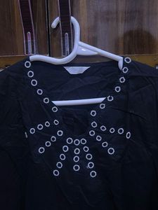 Black Embellished Long Sleeve Top
