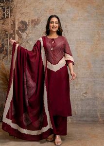 Maroon Kurta Set with Dupatta