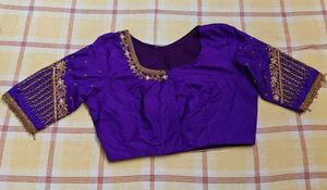 Beautifully Embroidered Purple Blouse