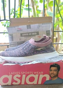 Comfortable Pink & Grey Knit Slip-on Sneakers