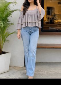 Chic Ruffled Cold Shoulder new with tag bust 40inc