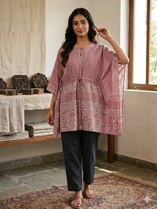 Stylish Pink Printed Kaftan Top