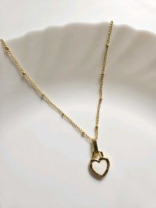 Korean Double Sided Heart Pendant chain Necklace