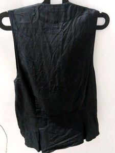Sleek Black Sleeveless Draped Top