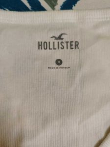 Hollister White V-Neck Henley top