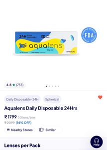 1 Day Contact Lenses for -3 Number