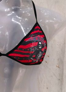 Gothic Skeleton Print Bikini Top