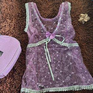 Lavender mint mesh cami