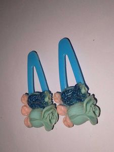 Cute Blue Floral Hair Clips - Set of 2