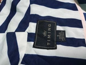 Timing Navy white striped open blazer shrug