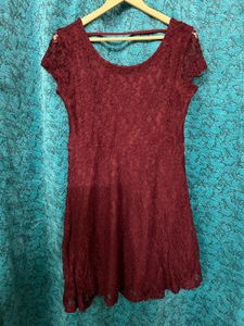 Ginger Floral Lace Mini Dress( Maroon)
