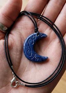 Engraved Cresent Moon Pendant Necklace