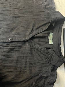 Black Shirt With Lace Detail