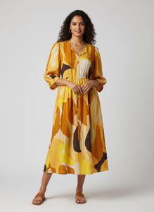 Vibrant Abstract Print Midi Dress