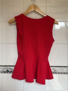Chic Red Peplum Top