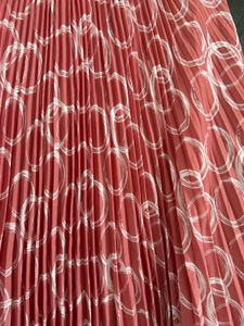 Pleated Midi Skirt with Circle Print